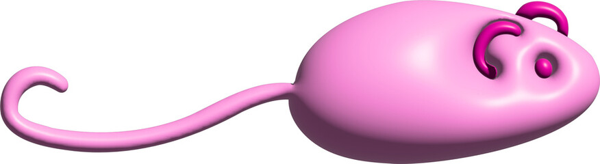 Obraz premium 3D pink cat mouse toy