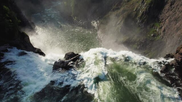 Drone Flight Over the Edge of Snoqualmie Falls