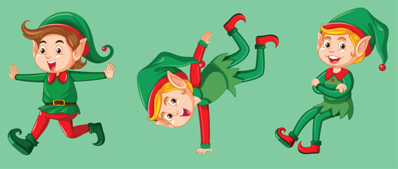 Obraz na płótnie Canvas Cute kid wearing elf costume cartoon by the greatest graphics