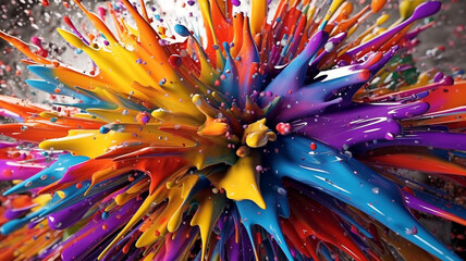 Fototapeta premium Abstract art with colorful splash 3d, Generated AI