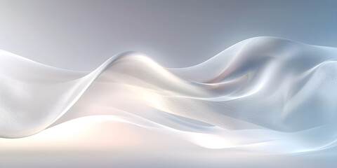 Abstract simple elegant white waves of white silk fabric cloth background. Luxury background design. Generative Ai