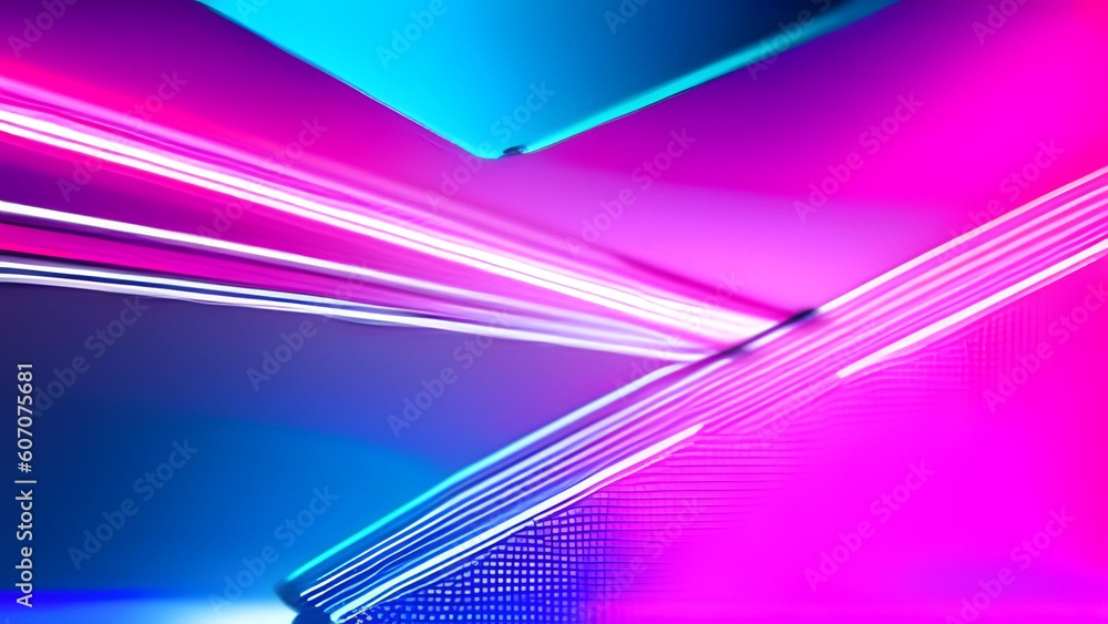 Poster abstract blue and pink background with flowing lines. dynamic waves - ai generative illustration.