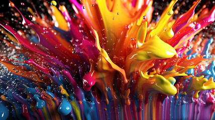 Abstract art with colorful splash 3d, Generated AI