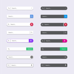 Vector search bar web browser for ui design element light and dark collection
