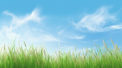Obraz na płótnie Canvas green grass and blue sky Generative AI