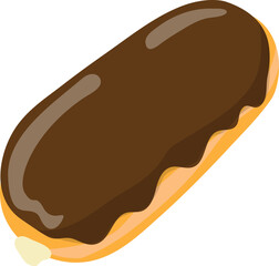 Eclair pastry with chocolate frosting vector illustration.