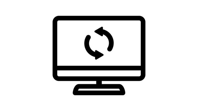 Computer with Rotating arrow, Computer processing icon, alpha channel included.