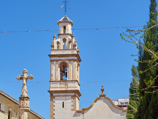 Bell tower of the church of San Antonio de Padua (Saint Anthony of Padova). Denia, Costa Blanca,...