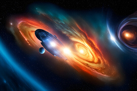 Spiral galaxy, illustration of Milky Way generative ai