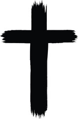 Handdrawn christian cross symbol hand painted with ink brush illustration. ZIP file contains EPS, JPEG and PNG formats.