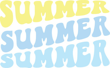 Summer Summer Summer groovy color text vector illustration. ZIP file contains EPS, JPEG and PNG formats.