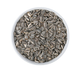 sunflower seed in white bowl on transparent png.