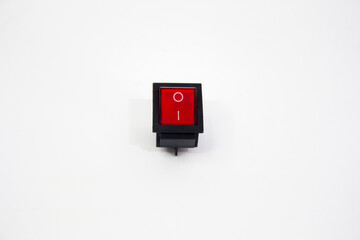 the red switch on off isolated on white background