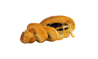 Croissant bread unraveled filled with chocolate