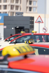 taxi sign on the car