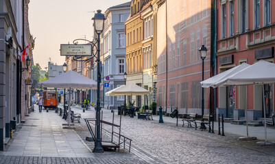Morning on  Dluga Street in Old Town of Bydgoszcz