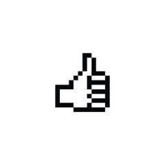 Fototapeta premium this is a hand icon in pixel art with black color and white background ,this item good for presentations,stickers, icons, t shirt design,game asset,logo and your project.