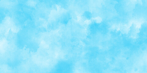 Brush-painted blurred and grainy paint aquarelle Abstract light sky blue watercolor background,  blurred and grainy Blue powder explosion on white background, Classic brush painted Blue sky.