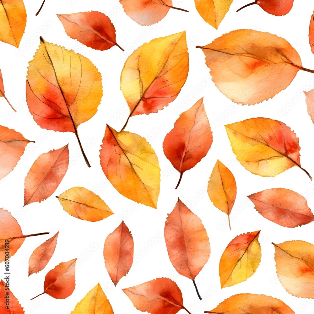 Canvas Prints spring abstraction of yellow-orange leaves and various little things. leaves on a white background