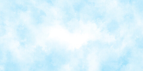 Brush-painted blurred and grainy paint aquarelle Abstract light sky blue watercolor background,  blurred and grainy Blue powder explosion on white background, Classic brush painted Blue sky.