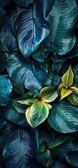 Obraz na płótnie Canvas stylish floral background with lush tropical plants, ai generated image