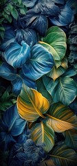 Fototapeta na wymiar stylish floral background with lush tropical plants, ai generated image