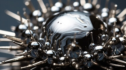 Magnetic Elegance: Exploring the Silver Ferrofluid's Properties. Generative AI