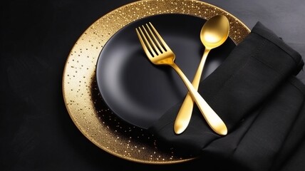 golden fork and spoon  Generative AI
