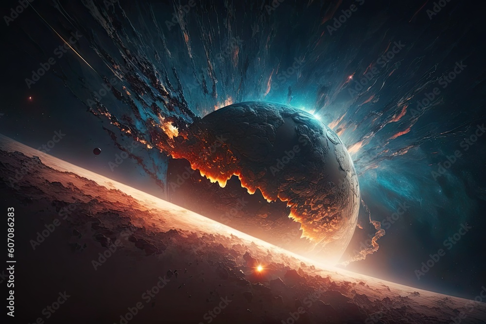 Poster tilt shifted aerial view of earths atmosphere in space. generative ai aig15.
