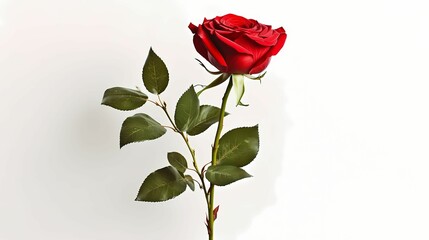 Obraz premium Singgle Red Rose Isolated On White