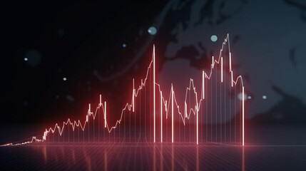 Wykres liniowy 3d - dane z gospodarki, wykres finansowy - Line chart 3d - data from the economy, financial chart -.AI Generated - obrazy, fototapety, plakaty