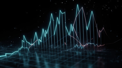 Wykres finansowy - rynek giełdowy - wizualizacja danych - Financial chart - stock market - data visualization - AI Generated - obrazy, fototapety, plakaty