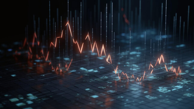 Wizualizacja danych - wykres liniowy - przepływ informacji - giełda - Data visualization - line graph - information flow - stock market - AI Generated