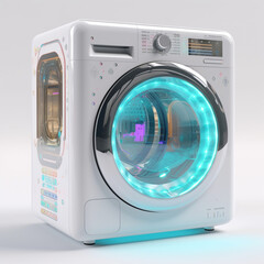 Design przyszłości - podświetlana pralka, nowoczesna czystość - Design of the future - illuminated washing machine, modern cleanliness - AI Generated