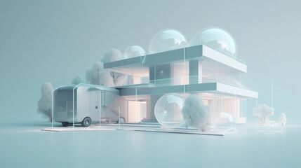 Inteligenty dom przyszłości - inwestycja w technologię, 3d makieta - Smart home of the future - investment in technology, 3d mockup - AI Generated - obrazy, fototapety, plakaty