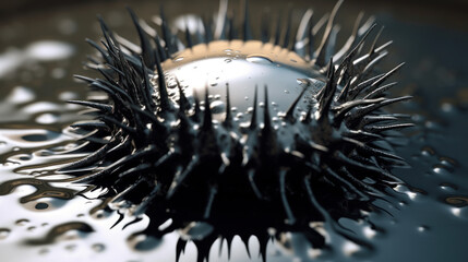 Magnetic Elegance: Unveiling the Silver-Colored Ferrofluid's Properties. Generative AI - obrazy, fototapety, plakaty