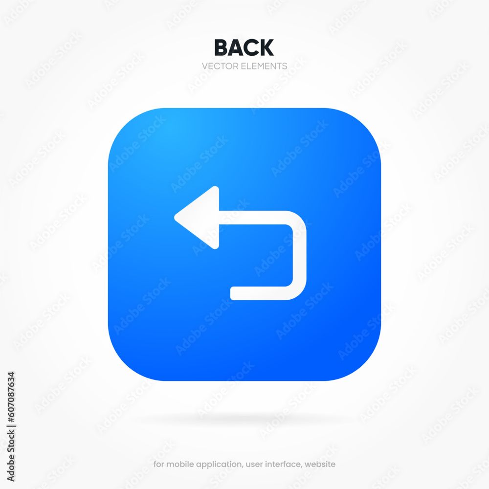 Aufkleber Arrow back icon. Previous direction symbol. Icon arrow symbol. Left symbol. Returning arrow icon. Return icon. Go back sign.
