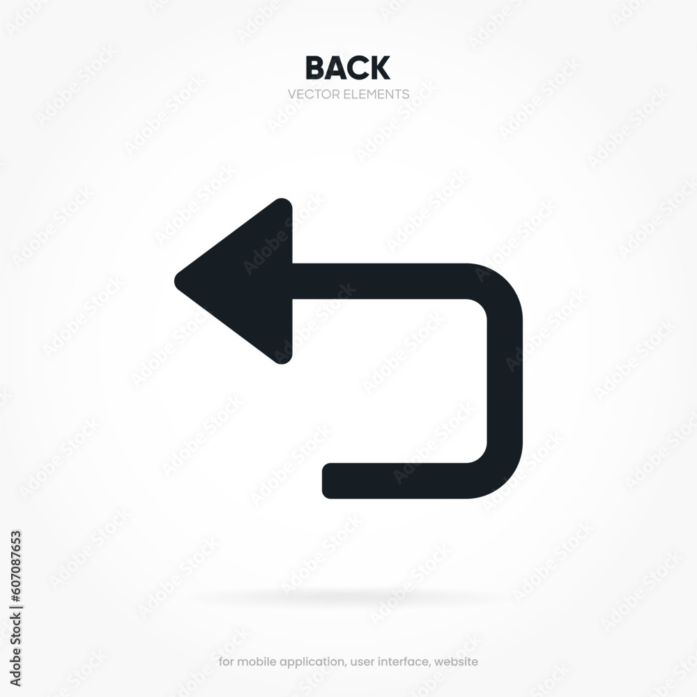 Fototapete Arrow back icon. Previous direction symbol. Icon arrow symbol. Left symbol. Returning arrow icon. Return icon. Go back sign.
