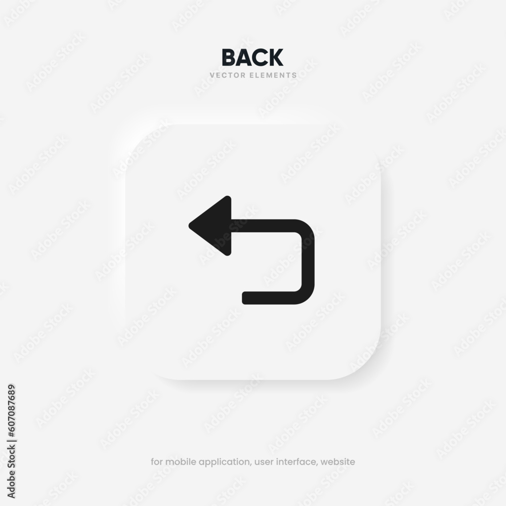 Aufkleber Arrow back icon. Previous direction symbol. Icon arrow symbol. Left symbol. Returning arrow icon. Return icon. Go back sign.