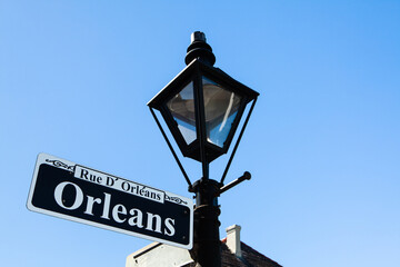 New Orleans French Quarter Cityscape with Orleans Street sign