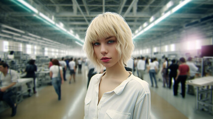 Obraz premium young adult woman or teenager, fictional location or at work job, indoor