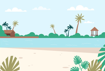 Fototapeta na wymiar Beach sea sand summer background concept. Vector graphic design illustration