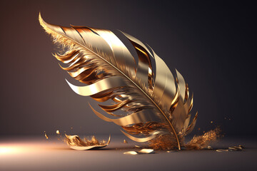 Złote pióro - nagroda w literaturze alegoria - The golden pen - a prize in literature allegory -  AI Generated - obrazy, fototapety, plakaty