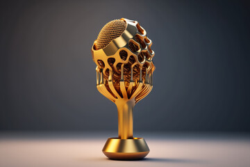 Trofeum muzyczne - złoty głos - nagroda piosenkarska - Music trophy - golden voice - singer award - AI generated