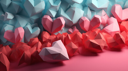 Origami serca - papierowa miłość - papeteria - Origami hearts - paper love - stationery - AI Generated - obrazy, fototapety, plakaty