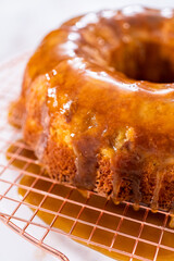 Apple bundt cake with caramel glaze
