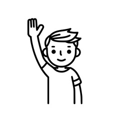 Boy raising hand vector illustration isolated on transparent background