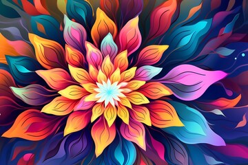 Fototapeta na wymiar Colorful Flower Wallpaper, Abstract Handdrawn Artistic Illustration, generative ai generated