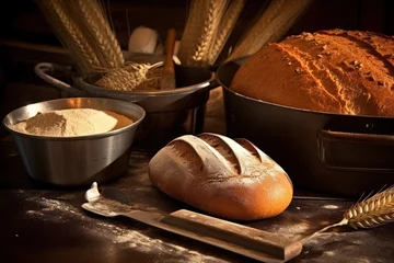 Rolgordijnen bake bread in front oven and stuff food photography © MeyKitchen