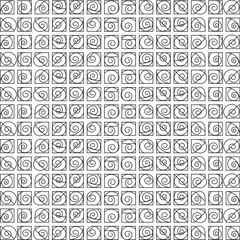 Abstract pattern of black elements on a white background.